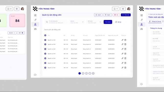 Website quản l&yacute; đ&agrave;o tạo vđv