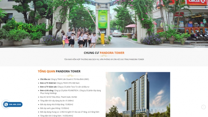 Thiết kế website v&agrave; seo website bất động sản Pandoratower.info