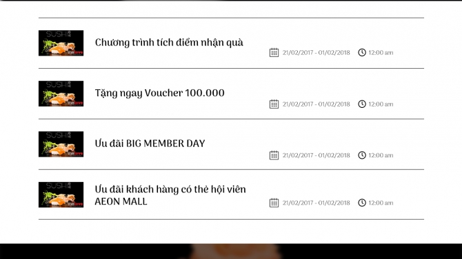Thiết kế Website Nh&agrave; h&agrave;ng Sushi Nhật Bản