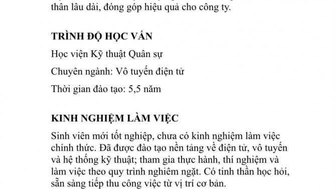 Nh&acirc;n vi&ecirc;n kỹ thuật &ndash; V&ocirc; tuyến điện tử