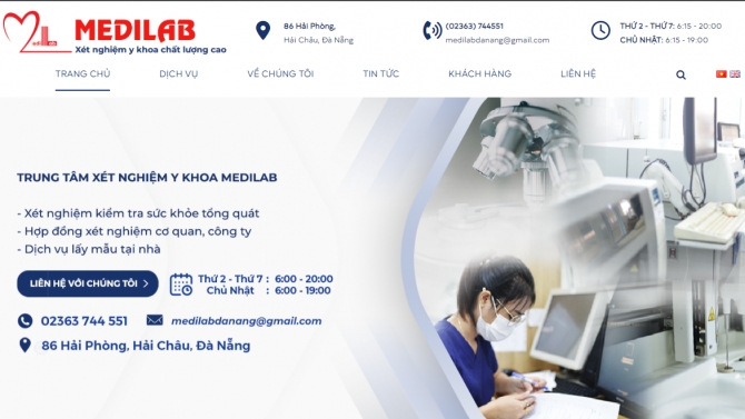 Website ph&ograve;ng x&eacute;t nghiệm medilab đ&agrave; nẵng