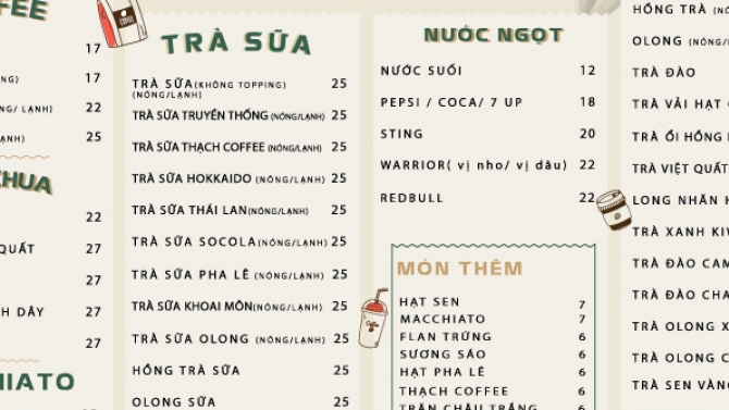 thiết kế menu