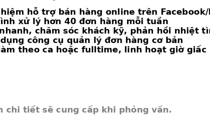 T&ocirc;i hỗ trợ shop mỹ phẩm online chốt đơn 40 đơn/ tuần