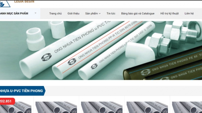 Thiết kế website b&aacute;n ống nhựa tiền phong