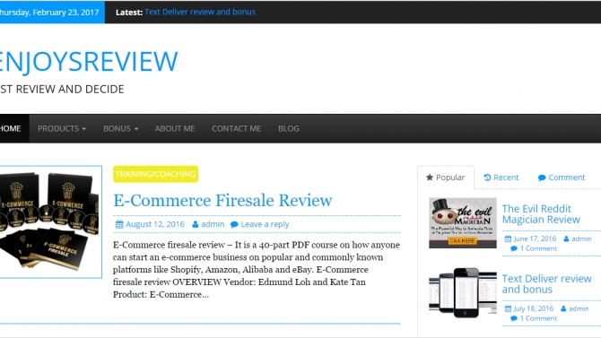 ENJOYSREVIEW PROJECT (Dự &aacute;n thiết kế website b&aacute;n h&agrave;ng online)