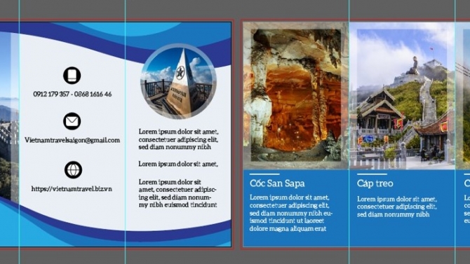 Mặt trước v&agrave; sau của brochure du lịch sapa