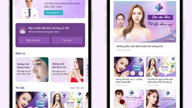 App tư vấn v&agrave; đặt lịch thẩm mỹ l&ecirc; qu&yacute;