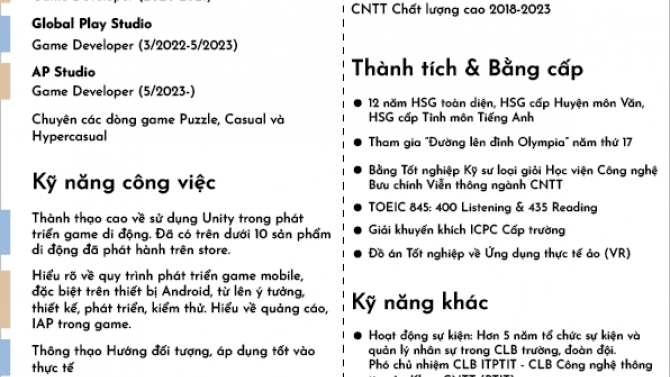 CV Game Developer