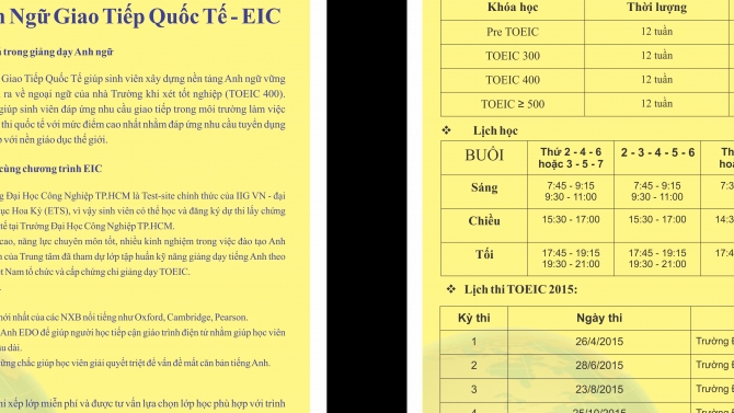 Thi&ecirc;́t k&ecirc;́ tờ rơi Trung t&acirc;m Ngoại ngữ