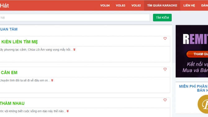 website tra cứu m&atilde; số karaoke