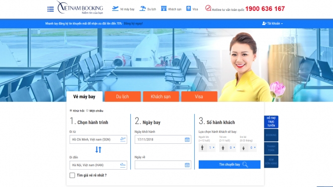 Thiết kế website vietnambooking.com