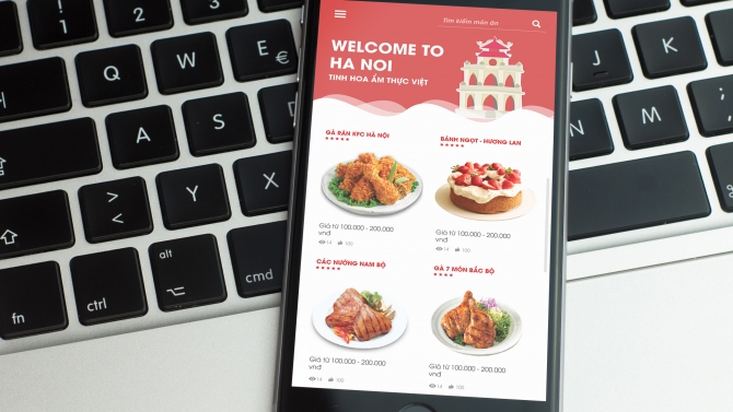 Thiết kế App m&oacute;n ăn H&agrave; Nội