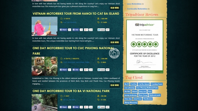 Vietnam Motorbike Tours - Based on Wordpress