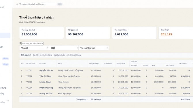 Thiết kế website quản l&yacute; nh&acirc;n sự, t&iacute;nh lương, bảo hiểm ...