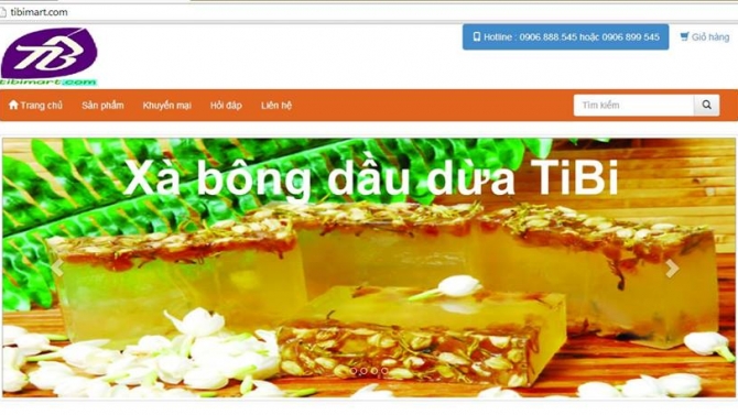 Thiết kế website cửa h&agrave;ng kinh doanh dầu dừa tibimart