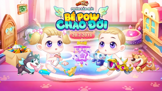 landing page B&eacute; Pow ch&agrave;o đời game GunPow