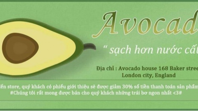 Thiết kế voucher demo qu&aacute;n bơ