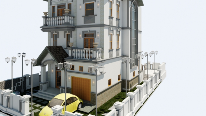 vẽ biệt thự t&acirc;n cổ điển