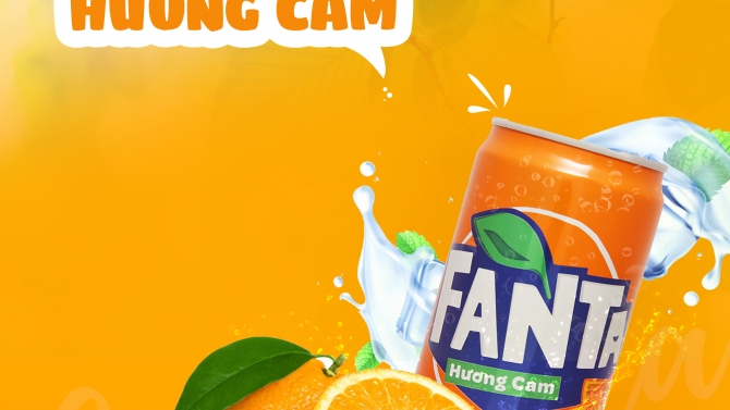 Thiết kế post cho nước cam Fanta- BT thực h&agrave;nh