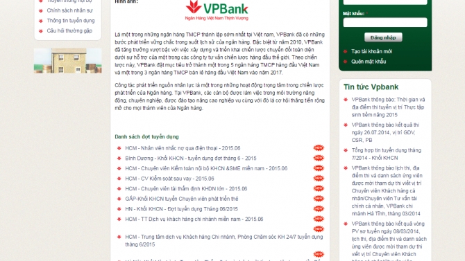 Trang tuyển dụng VPBank