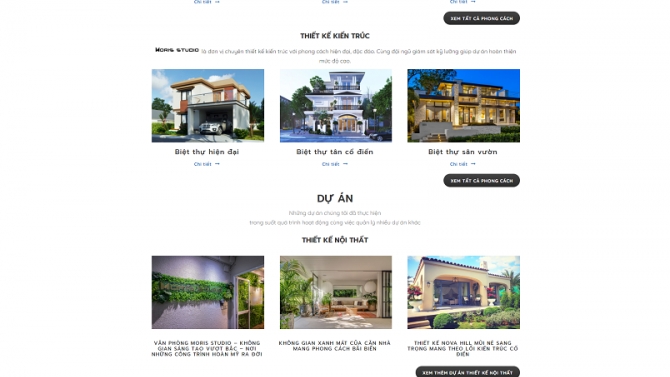 Thiết kế + lập tr&igrave;nh website Moris Studio