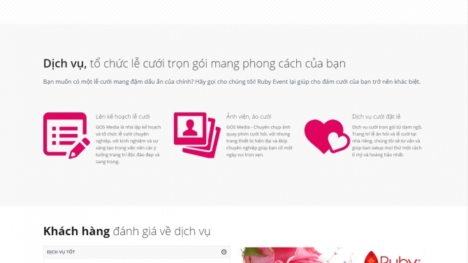 X&acirc;y dựng website đơn giản (1 trang) cho dịch vụ tổ chức sự kiện