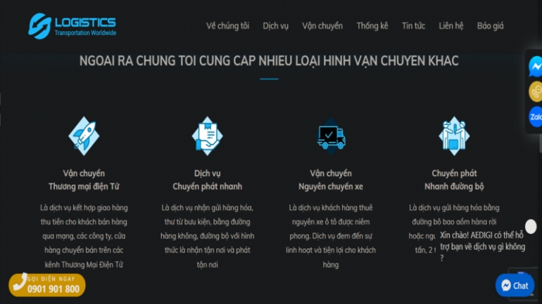 Thiết kế giao diện website vận tải, vận chuyển