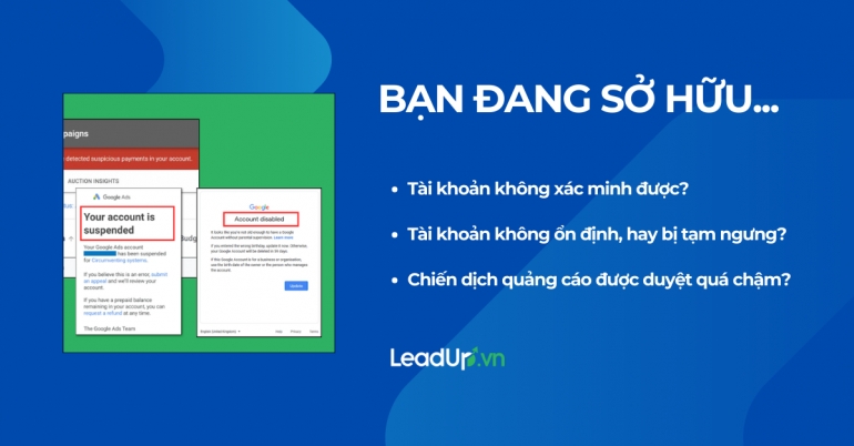 Dịch vụ cho Thu&ecirc; t&agrave;i khoản quảng c&aacute;o Agency Facebook/Google an to&agrave;n, chất lượng