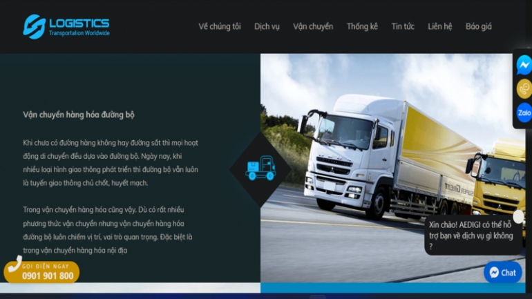 Thiết kế giao diện website vận tải, vận chuyển