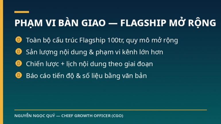 G&Oacute;I FLAGSHIP 200 TRIỆU, GIẢM 10% C&Ograve;N 180 TRIỆU &mdash; Hệ thống nội dung đa k&ecirc;nh & cộng đồng quy m&ocirc; mở rộng cho doanh nghiệp tăng tốc