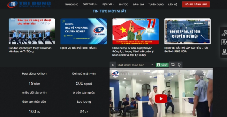Thiết kế giao diện website c&ocirc;ng ty bảo vệ