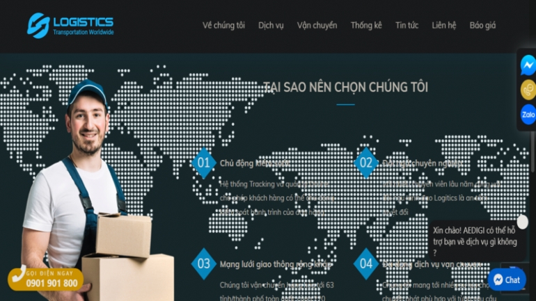 Thiết kế giao diện website vận tải, vận chuyển