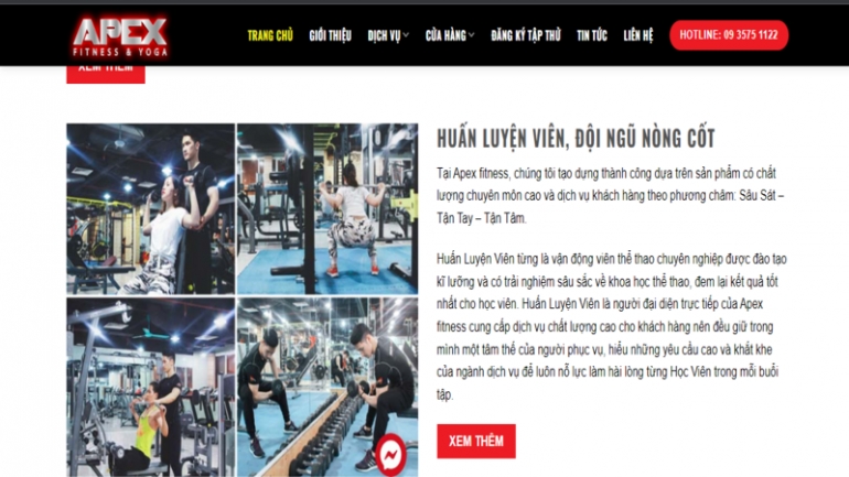 Thiết kế website ph&ograve;ng Gym