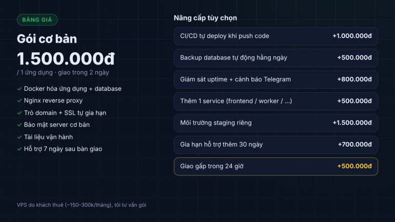 Deploy web app l&ecirc;n VPS chuẩn production trong 2 ng&agrave;y
