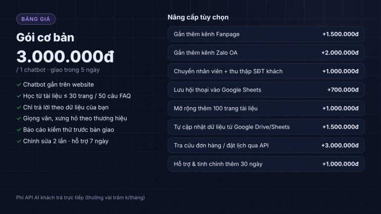 Chatbot AI tư vấn b&aacute;n h&agrave;ng cho Website, Fanpage, Zalo