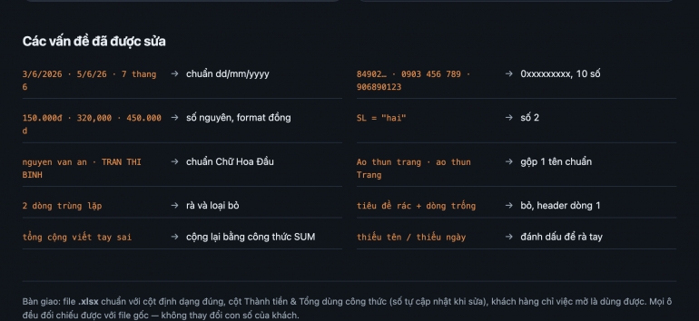L&agrave;m sạch & chuẩn ho&aacute; dữ liệu Excel &mdash; dọn file lộn xộn, gộp file, t&iacute;nh đ&uacute;ng số liệu