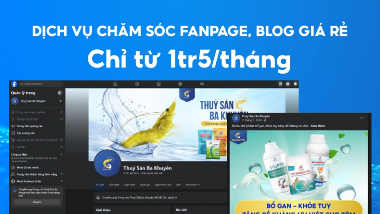 Dịch vụ chăm s&oacute;c Fanpage, Blog theo th&aacute;ng gi&aacute; rẻ chỉ từ 1tr5