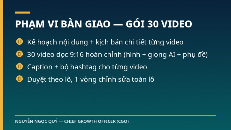Sản xuất video marketing ngắn số lượng lớn &mdash; g&oacute;i 30 video TikTok/Reels/Shorts trọn g&oacute;i kịch bản + dựng + caption
