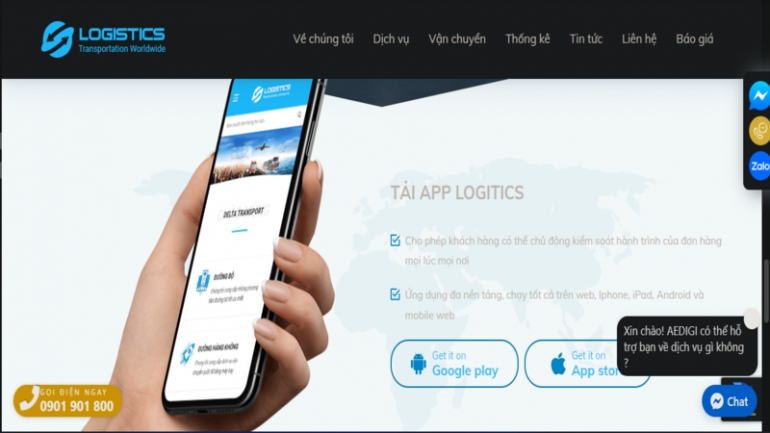Thiết kế giao diện website vận tải, vận chuyển