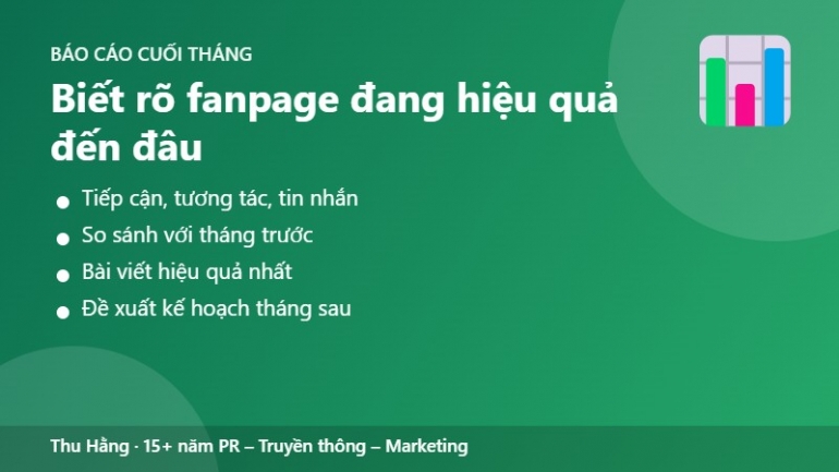 Chăm s&oacute;c fanpage trọn g&oacute;i: 20 b&agrave;i + 4 video ngắn + b&aacute;o c&aacute;o th&aacute;ng