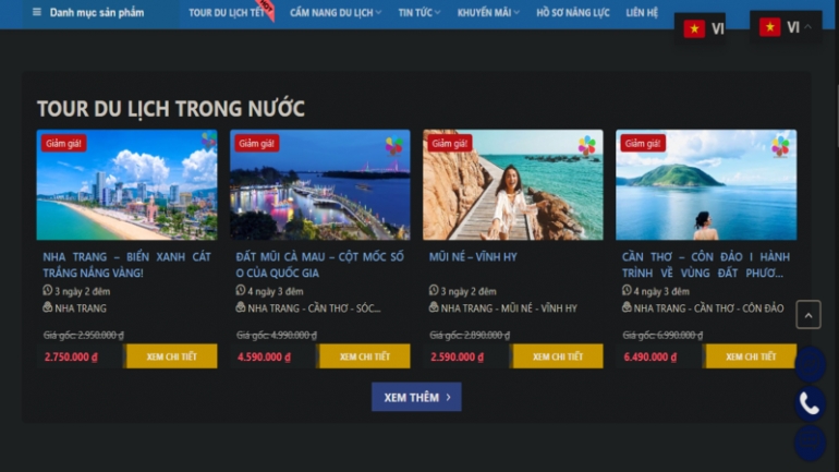 Thiết kế website b&aacute;n tour du lịch