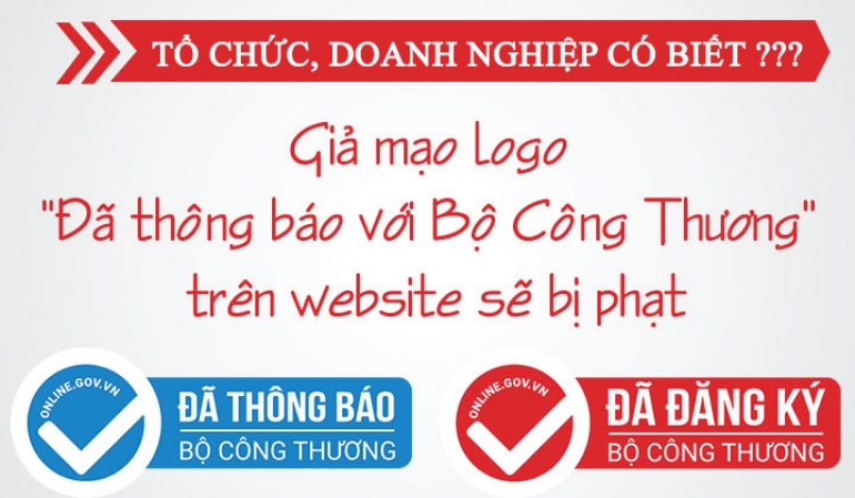 Th&ocirc;ng b&aacute;o website với Bộ C&ocirc;ng Thương