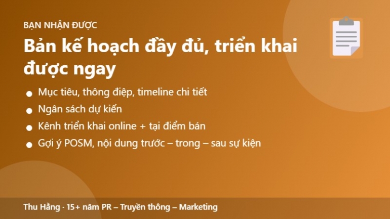 Kế hoạch marketing & sự kiện khai trương, ra mắt sản phẩm, khuyến mại