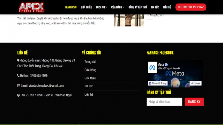 Thiết kế website ph&ograve;ng Gym