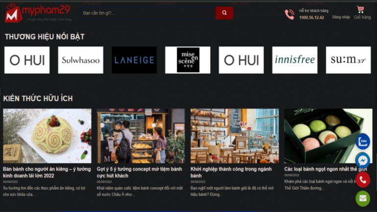 Thiết kế giao diện website đầy đủ chức năng b&aacute;n mỹ phẩm