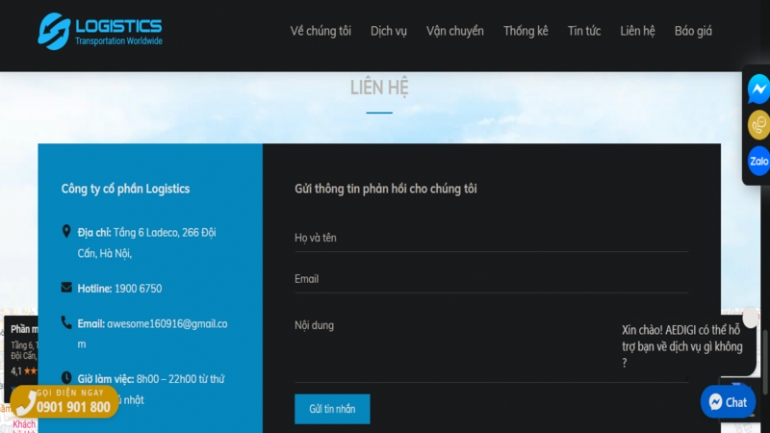 Thiết kế giao diện website vận tải, vận chuyển