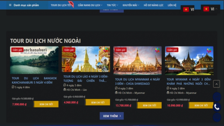 Thiết kế website b&aacute;n tour du lịch