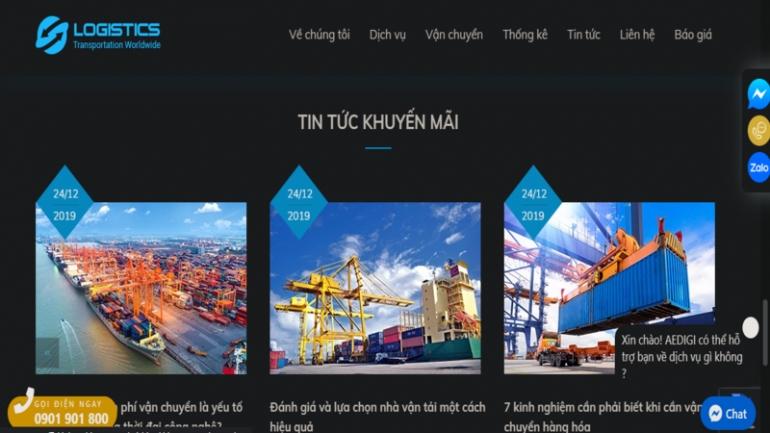Thiết kế giao diện website vận tải, vận chuyển