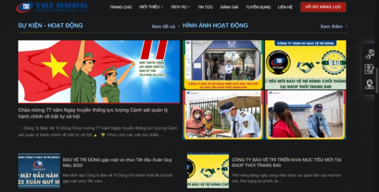 Thiết kế giao diện website c&ocirc;ng ty bảo vệ