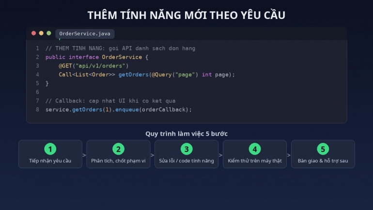 Sửa lỗi v&agrave; th&ecirc;m t&iacute;nh năng app Android